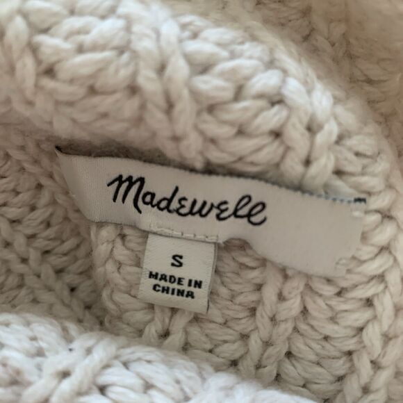 Madewell Womens S Sweater Turtle  Neck Wool Cotton Cream Luxury Thick Net Casual - Picture 4 of 9